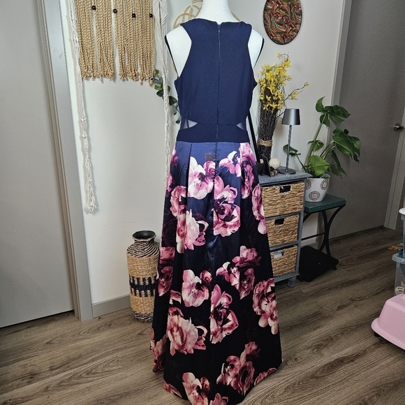 XSCAPE  Petite Solid & Floral High-Low Gown Dress Size 10P Formal Wedding Party - Picture 11 of 13